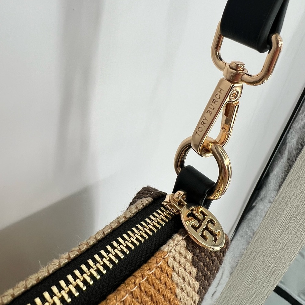 Tory Burch Woven Stripe Crossbody Bag in Tan & Brown - Picture 4 of 11